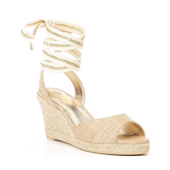 Lilly Pulitzer Paley Panama Raffia Espadrille Wedge Sandals Size 6 - Picture 1 of 13